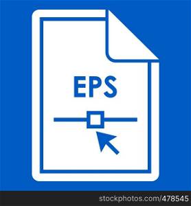File EPS icon white isolated on blue background vector illustration. File EPS icon white