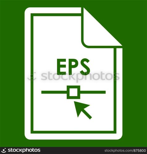 File EPS icon white isolated on green background. Vector illustration. File EPS icon green
