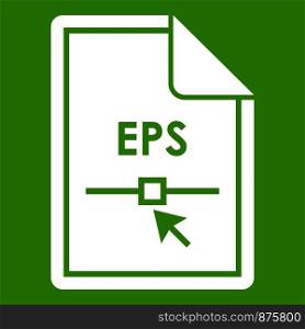 File EPS icon white isolated on green background. Vector illustration. File EPS icon green