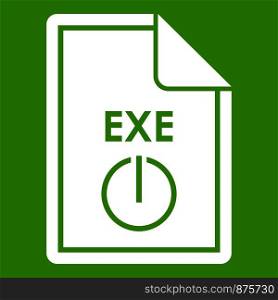 File EXE icon white isolated on green background. Vector illustration. File EXE icon green