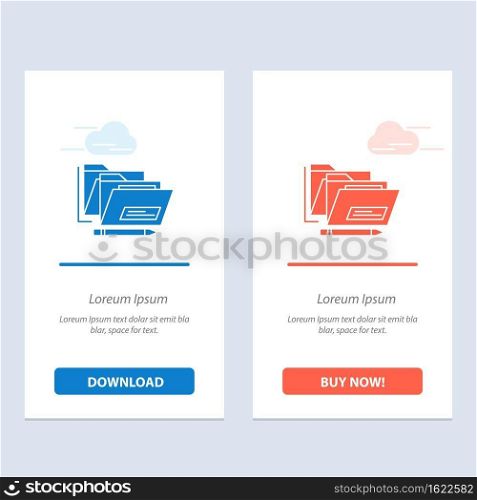 File, Folder, Date, Safe  Blue and Red Download and Buy Now web Widget Card Template