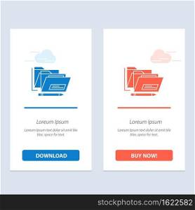 File, Folder, Date, Safe  Blue and Red Download and Buy Now web Widget Card Template