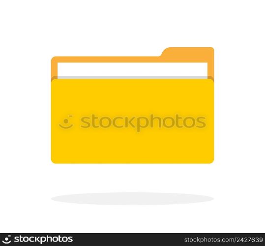 File folder. File folder icon. Document in computer. Data and archive icon in flat style with shadow. Web archive and web directory. Pc graphic elements. Color symbol. Vector.