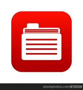 File folder icon digital red for any design isolated on white vector illustration. File folder icon digital red
