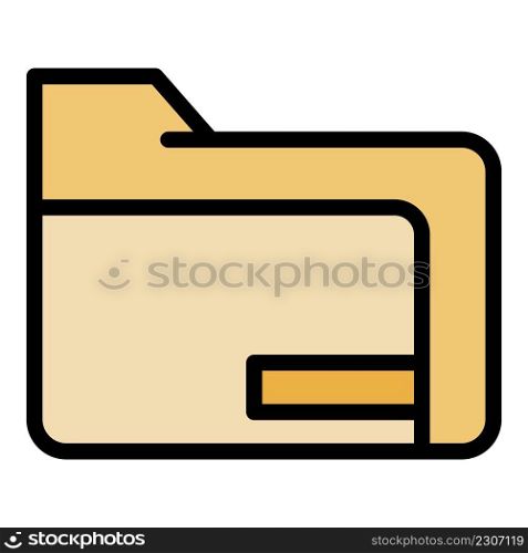File folder icon. Outline file folder vector icon color flat isolated. File folder icon color outline vector