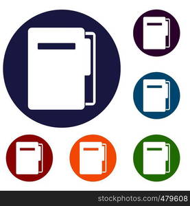 File folder icons set in flat circle red, blue and green color for web. File folder icons set