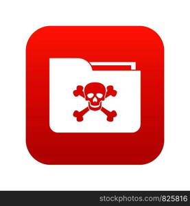 File folder with a skull icon digital red for any design isolated on white vector illustration. File folder with a skull icon digital red