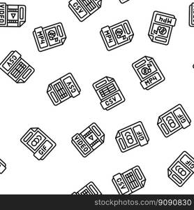 file format document vector seamless pattern thin line illustration. file format document vector seamless pattern