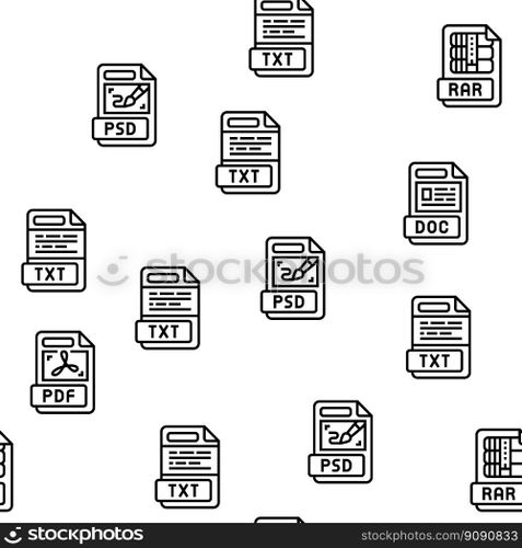 file format document vector seamless pattern thin line illustration. file format document vector seamless pattern