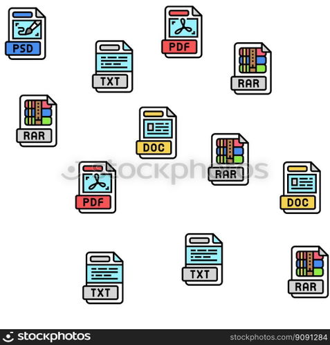 file format document vector seamless pattern thin line illustration. file format document vector seamless pattern