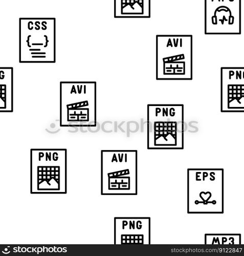 file format document vector seamless pattern thin line illustration. file format document vector seamless pattern