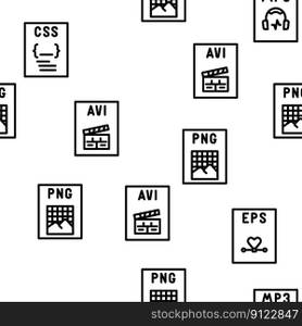 file format document vector seamless pattern thin line illustration. file format document vector seamless pattern