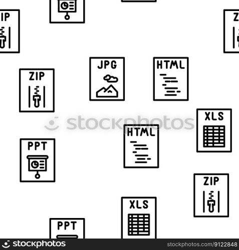 file format document vector seamless pattern thin line illustration. file format document vector seamless pattern