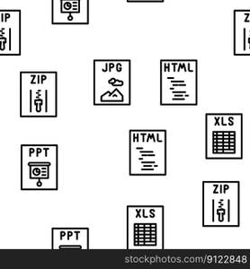 file format document vector seamless pattern thin line illustration. file format document vector seamless pattern