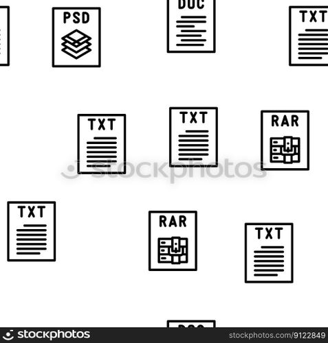 file format document vector seamless pattern thin line illustration. file format document vector seamless pattern