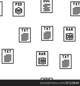 file format document vector seamless pattern thin line illustration. file format document vector seamless pattern