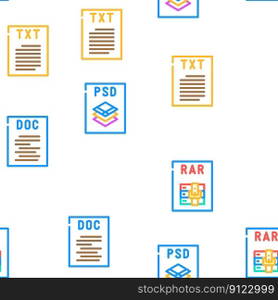 file format document vector seamless pattern thin line illustration. file format document vector seamless pattern
