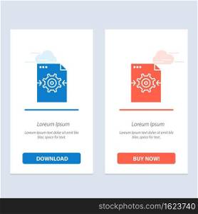 File, Gear, Setting, Arrow  Blue and Red Download and Buy Now web Widget Card Template