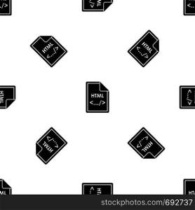 File HTML pattern repeat seamless in black color for any design. Vector geometric illustration. File HTML pattern seamless black