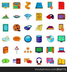 File icons set. Cartoon style of 36 file vector icons for web isolated on white background. File icons set, cartoon style