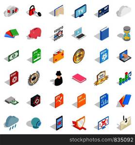 File icons set. Isometric style of 36 file vector icons for web isolated on white background. File icons set, isometric style