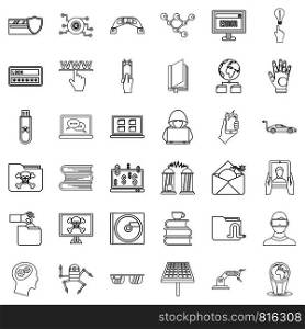 File icons set. Outline style of 36 file vector icons for web isolated on white background. File icons set, outline style
