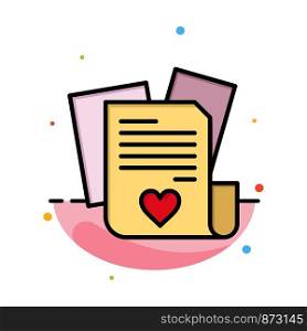 File, Love, Heart, Wedding Abstract Flat Color Icon Template