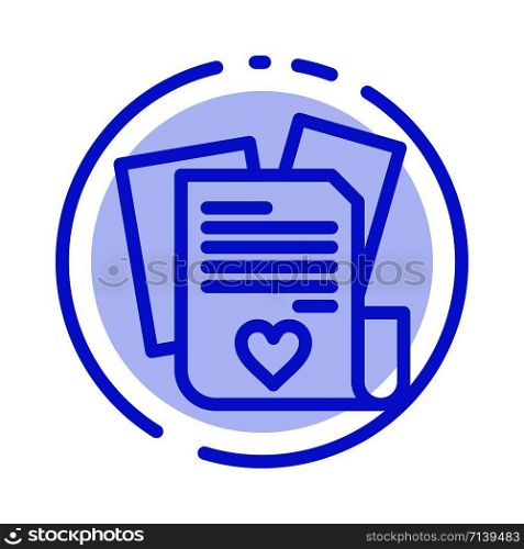 File, Love, Heart, Wedding Blue Dotted Line Line Icon