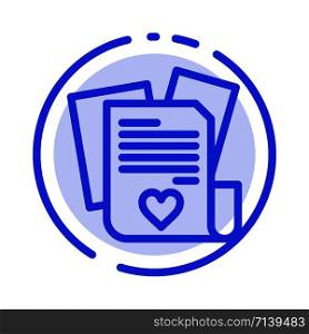 File, Love, Heart, Wedding Blue Dotted Line Line Icon