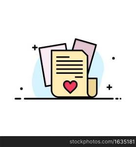 File, Love, Heart, Wedding  Business Flat Line Filled Icon Vector Banner Template