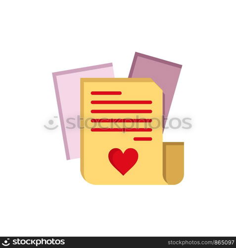 File, Love, Heart, Wedding Flat Color Icon. Vector icon banner Template