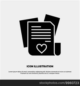 File, Love, Heart, Wedding solid Glyph Icon vector