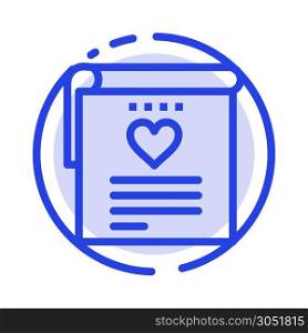 File, Love, Wedding, Heart Blue Dotted Line Line Icon