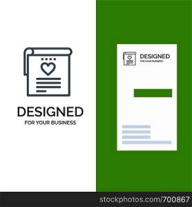 File, Love, Wedding, Heart Grey Logo Design and Business Card Template