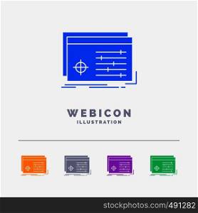 File, object, processing, settings, software 5 Color Glyph Web Icon Template isolated on white. Vector illustration. Vector EPS10 Abstract Template background