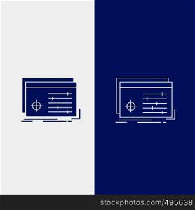 File, object, processing, settings, software Line and Glyph web Button in Blue color Vertical Banner for UI and UX, website or mobile application. Vector EPS10 Abstract Template background