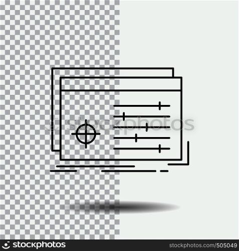 File, object, processing, settings, software Line Icon on Transparent Background. Black Icon Vector Illustration. Vector EPS10 Abstract Template background