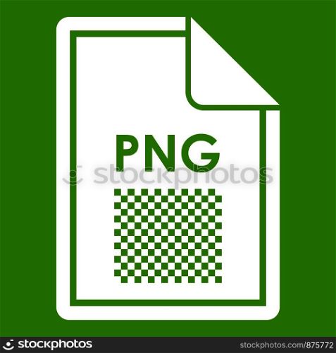 File PNG icon white isolated on green background. Vector illustration. File PNG icon green