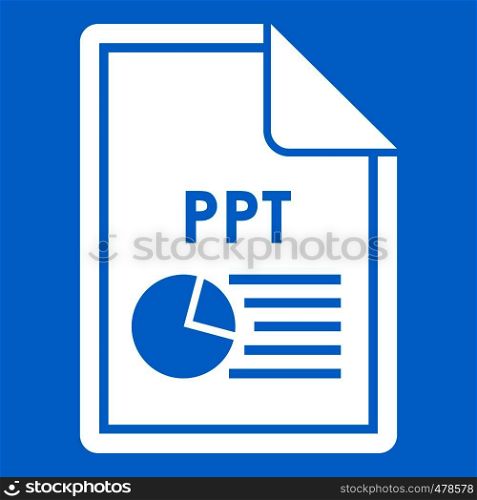 File PPT icon white isolated on blue background vector illustration. File PPT icon white