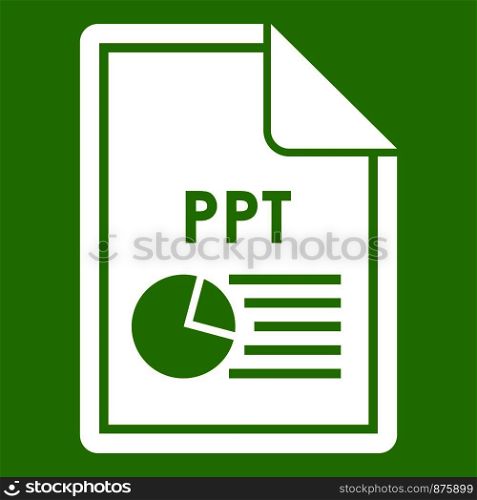File PPT icon white isolated on green background. Vector illustration. File PPT icon green