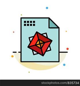 File, Processing, 3d, Design Abstract Flat Color Icon Template