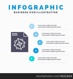 File, Processing, 3d, Design Infographics Presentation Template. 5 Steps Presentation