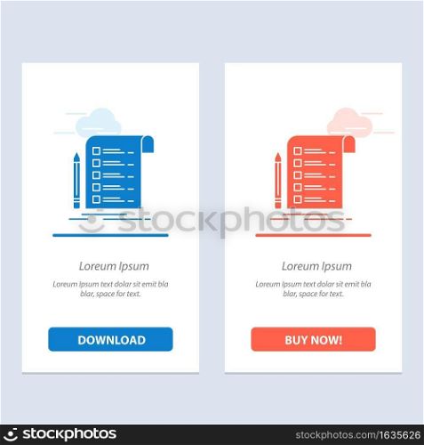 File, Report, Invoice, Card, Checklist  Blue and Red Download and Buy Now web Widget Card Template