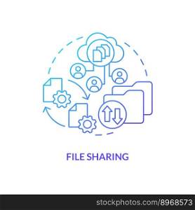 File sharing blue gradient concept icon. Free access to project. Version control advantage abstract idea thin line illustration. Isolated outline drawing. Myriad Pro-Bold font used. File sharing blue gradient concept icon