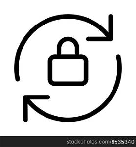 File syncing with padlock logotype isolated on a white background