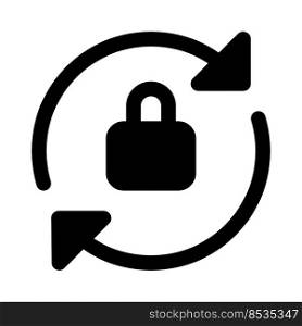 File syncing with padlock logotype isolated on a white background