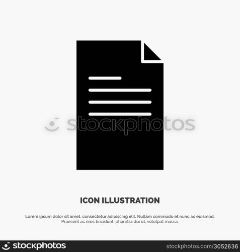 File, Text, Data, Report solid Glyph Icon vector