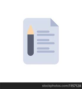 File, Text, Education, Pencil Flat Color Icon. Vector icon banner Template