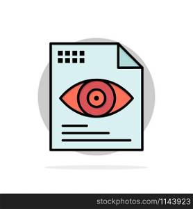 File, Text, Eye, Computing Abstract Circle Background Flat color Icon