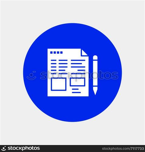 File, Text, Pencil, Education white glyph icon
